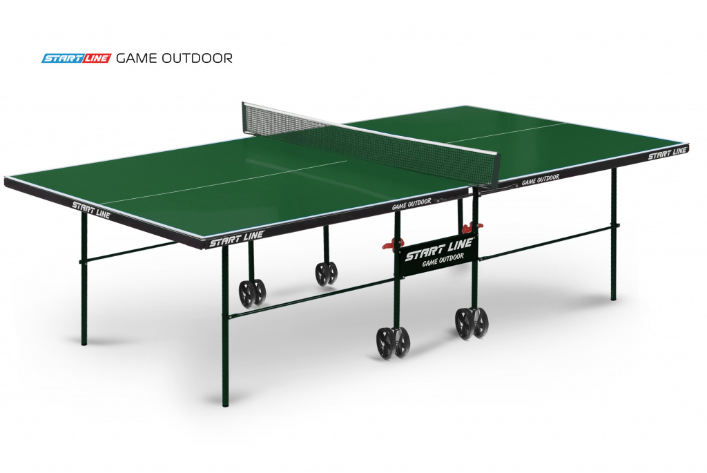 Start Line Game Outdoor с сеткой зеленый из каталога влагостойких теннисных столов в Челябинске по цене 31990 ₽
