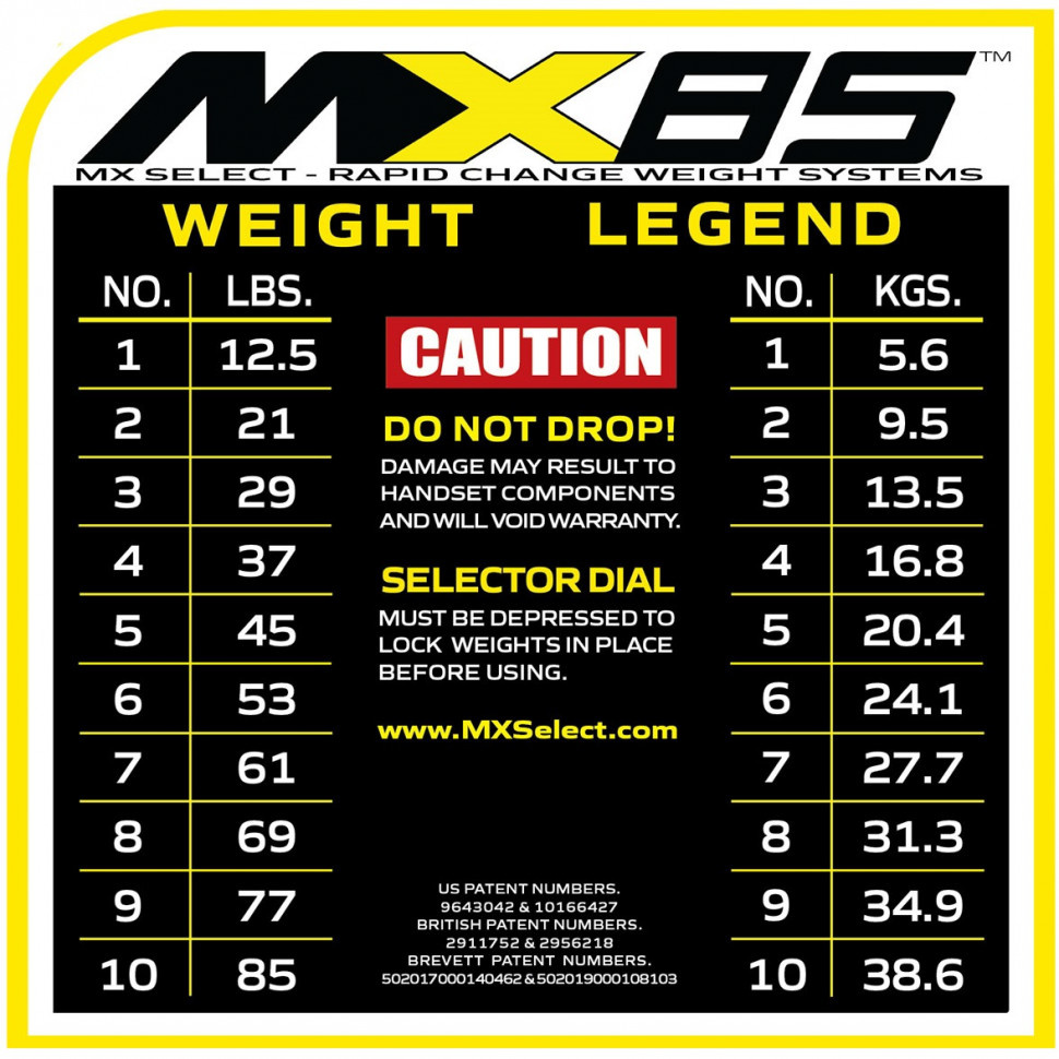 Разборная (наборная) гантель First Degree Fitness MX Select MX-85, вес 5.6-38.6 кг, 2 шт без стойки