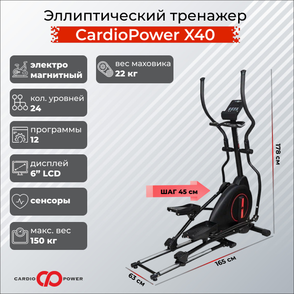 CardioPower X40 из каталога складных эллиптических тренажеров в Челябинске по цене 69900 ₽