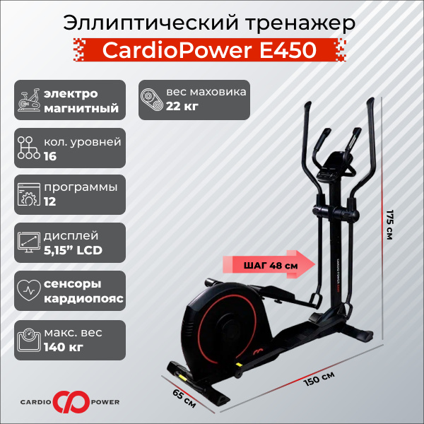 CardioPower E450 из каталога складных эллиптических тренажеров в Челябинске по цене 59900 ₽