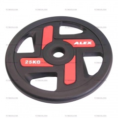 AeroFit Alex полиуретановый 50 мм - 25 кг из каталога дисков для штанги с посадочным диаметром 50 мм. в Челябинске по цене 14420 ₽