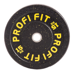 Profi Fit бамперный черный 15 кг из каталога дисков для штанги с посадочным диаметром 50 мм. в Челябинске по цене 9780 ₽
